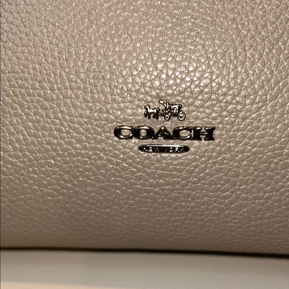 Coach Gray Leather Tote with Chain Handles EUC - Picture 3 of 13